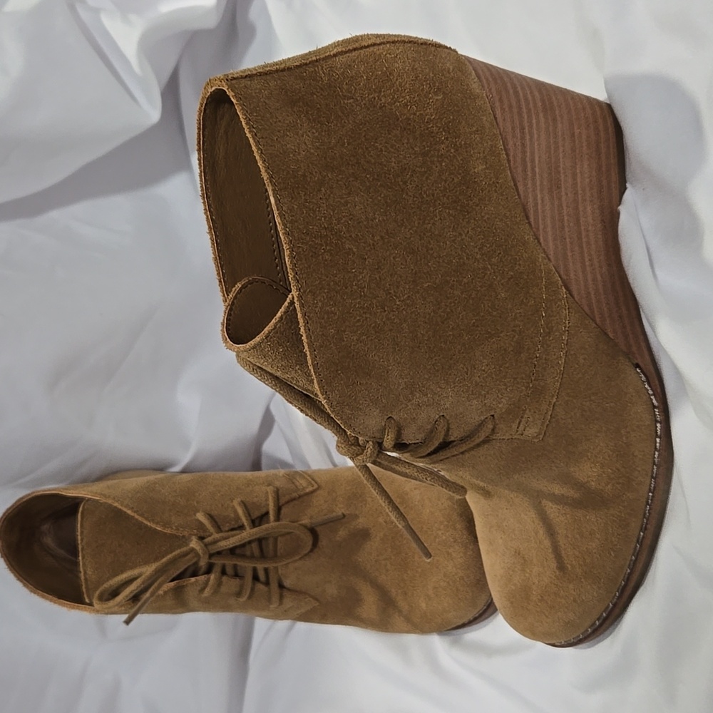 Lucky Brand Yamene Tan Suede Wedge Booties